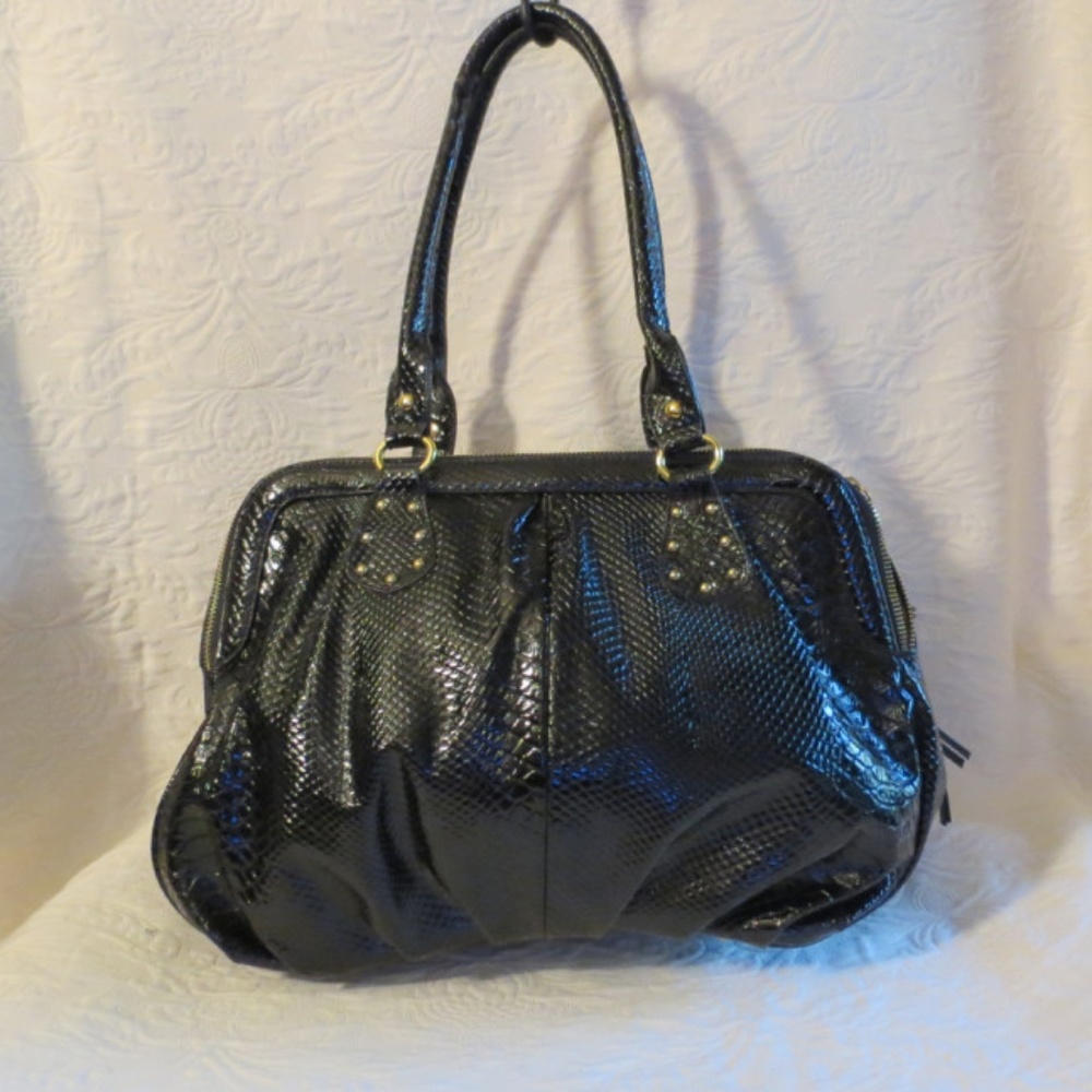 HUGE Fabulous Shiraleah Vegan Black Snake Look Purse